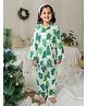 KLINGARU Cotton Flannel Woven Christmas Theme Full Sleeves Christmas Tree Printed Coordinating Shirt & Pajama Set - White