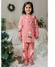 KLINGARU Cotton Flannel Woven Christmas Theme Full Sleeves Dogs Printed Coordinating Tee & Pajama Set - Pink