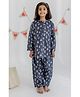 KLINGARU Cotton Flannel Woven Christmas Theme Full Sleeves Snowman Printed Coordinating Tee & Pajama Set - Grey