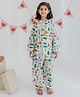 KLINGARU Cotton Flannel Woven Christmas Theme Full Sleeves Christmas Trees Printed Coordinating Tee & Pajama Set - White