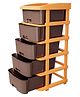 TEX-RO Plastic Modular Drawer Storage Chest Of Drawers Organizer Storage Box Large Stomo Racks For Multipurpose Antislip Shoes Organizers 5 Layer - Brown