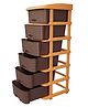 TEX-RO Plastic Modular Drawer Storage Chest Of Drawers Organizer Storage Box Large Stomo Racks For Multipurpose Antislip Shoes Organizers 6 Layer - Brown