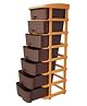 TEX-RO Plastic Modular Drawer Storage Chest Of Drawers Organizer Storage Box Large Stomo Racks For Multipurpose Antislip Shoes Organizers 7 Layer - Brown