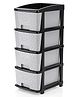 TEX-RO Chest of Drawers Versatile Drawer Storage Organizer & Organisers Storage Box for Ideal for Neat and Tidy Storage Solutions plastic drawers storage 4XL - Grey&Black