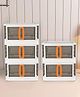 TEX-RO Wardrobe Organizer & Cupboard Cloth Organizer for Storage Foldable Almirah Storage Box Stackable Organizer for Clothes Large 5 Layer - White & Black