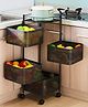 TEX-RO Kitchen Trolley with Wheels Kitchen Organizer Items & Storage Solutions for Square Kitchen Organizer & Kitchen Accessories Items Layer 4 - Black