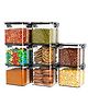 TEX-RO Air Tight Containers For Kitchen Storage Set Plastic Boxes For Storage Kitchen organizer & Kitchen Accessories Items  700 ml  Set Of 8 - Black & Transparent