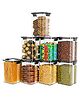 TEX-RO Air Tight Containers For Kitchen Storage Set Plastic Boxes For Storage Kitchen organizer & Kitchen Accessories Items  1100 ml  Set Of 8 - Black & Transparent