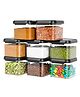 TEX-RO Polypropylene Premium Storage & Container Set Airtight Food Storage Jars Organizers For Pantry Kitchen Storage Box 500 ml Set Of 8 - Black