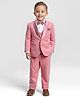 Babyhug Knit Full Sleeves Solid Color 4 Piece Party Suit with Bow & Sequin Applique - Pink