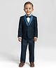 Babyhug Woven Full Sleeves Solid 4 Piece Party Suit With Bow - Navy Blue