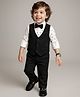 Babyhug Knit Full Sleeves Printed 3 Piece Party Suit With Bow - Black