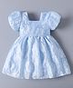 Mark & Mia Half Sleeves Floral Textured Dress - Light Blue