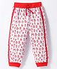 Mini Taurus Cotton Knit Full Length Lounge Pants with  Text Print & Tape - Red