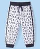 Mini Taurus Cotton Knit Full Length Lounge Pants with  Text Print & Tape - Navy Blue