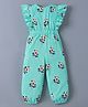 Mark & Mia Cotton Frill Sleeves Jumpsuit with Floral Print - Aqua Blue