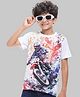 Pine Kids Cotton Knit Half Sleeves T-Shirt With Motocross Print - White