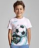 Pine Kids Cotton Knit Half Sleeves T-Shirt with Football Print - White