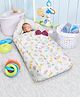 Polka Tots Baby Sleeping Nest Extra Soft Cushion Cotton Carry Pod Bedding for Newborn Sleeping Bag with a Bow -Unicorn print White