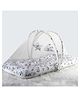 Polka Tots Cotton Baby Bedding Mattress & Mosquito Net Gadda Set With Dangling Toys & Head Pillow  Unicorn Print, White