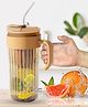Paper Moon Glass Sipper Mug 550 ml Cold Extraction Handle Straw Cup For for Juice Cocktail Iced Tea Coffee for Office, College, 1pc - Random Color