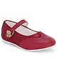 TUSKEY Floral Applique Detailed Velcro Closure Ballerinas - Maroon