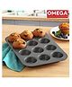 Omega Carbon Steel 12 Cup Nonstick Muffin Cupcake Pan Tray | Black