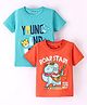 Dapper Dudes Pack Of 2 Half Sleeves Roar Star & Young Brave Text Printed Tees - Orange & Blue
