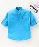 Dapper Dudes Full Sleeves Solid Kurta Style Shirt - Blue