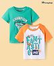 Honeyhap Premium  100% Cotton Knit Half Sleeves Bio Finish T-Shirts with Text Print Pack of 2 - Mint Leaf Bright White & Blazing Orange