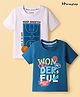 Honeyhap Premium  100% Cotton Knit Half Sleeves Bio Finish T-Shirts with Wonderful Text Print Pack of 2 - Seaport Bright White