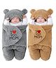Babyzone Super Soft Hooded Baby Blanket Wearable Swaddle Wrapper For 0-6 Months Baby Boys and Baby Girls - Pack of 2