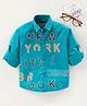 Dapper Dudes Full Sleeves Typography Printed Shirt - Peacock Blue