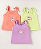 OHMS Single Jersey Knit Singlet Sleeves Slips With Animal Print Pack of 3 - Pink Yellow