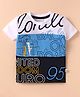Simply Sinker Knit Half Sleeves T-Shirt with Text Print - Blue & White