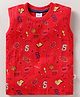 Simply Sinker Knit Sleeveless Tank T-Shirt With Play Theme Print - Red