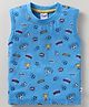Simply Sinker Knit Sleeveless Tank T-Shirt With Football Print - Light Blue