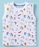 Simply Sinker Knit Sleeveless Tank T-Shirt With Skateboard Print - White