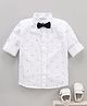 Mark & Mia Full Sleeves Cotton Printed Shirt With Bow  - White