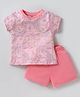 Evimo Single Jersey Knit Half Sleeves T-Shirt & Shorts Set With Boat Print - Peach