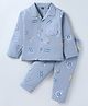 Evimo Single Jersey Knit Full Sleeves Night Suit With Headphone & Skateboard Print - Royal Blue