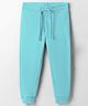UCB Cotton Blend Knit Full Length Fleece Solid Lounge Pant - Aqua Blue