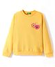 UCB Cotton Knit Full Drop Shoulder Sleeves Sweatshirt with Floral Print -Yellow