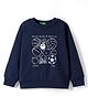 UCB Cotton Knit Full Sleeves Sweatshirt with Sports Ball Print - Navy Blue