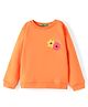 UCB Cotton Knit Full Drop Shoulder Sleeves Sweatshirt with Floral Print - Orange