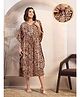 Zelena 100% Rayon Half Batwing Sleeves Floral Printed & Lace Embellished Maternity Kaftan With Nursing Access - Maroon