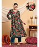 Zelena 100% Rayon Three Fourth Sleeves Floral Printed & Lace Embellished Maternity Kurta With Nursing Access & Salwar Set - Olive Green