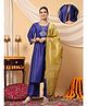 Zelena Three Fourth Sleeves Floral Embroidered Zip Nursing Access Maternity Kurta With Palazzo & Dupatta Set - Blue