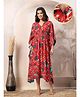 Zelena 100% Rayon Half Batwing Sleeves Floral Printed Maternity Kaftan With Zipless Nursing Access - Red