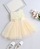 The Magic Wand Sleeveless Floral Applique Detailed & Pearl Embellished Dress - Beige